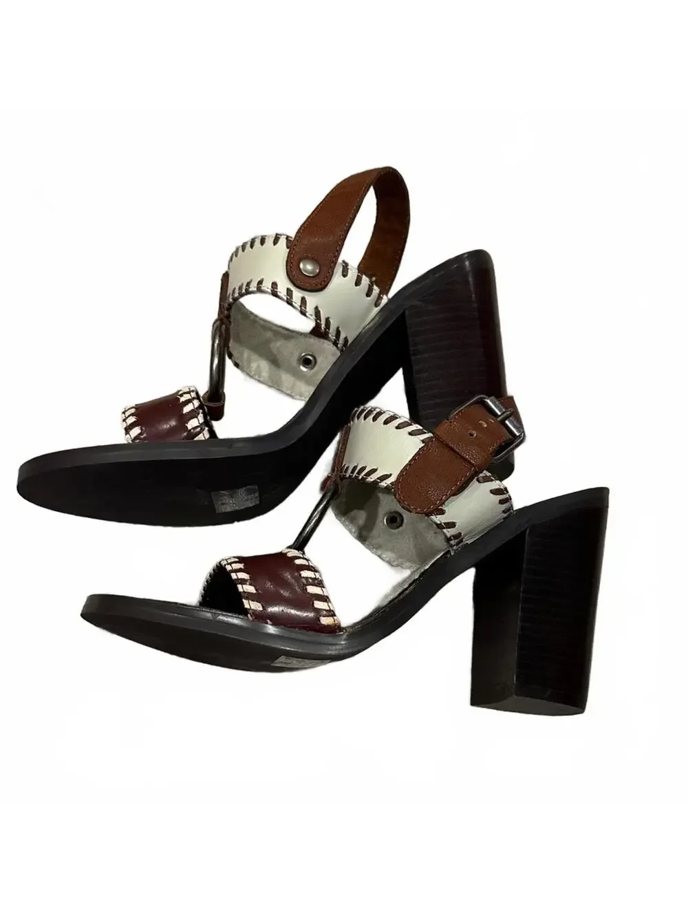 NWOT Chinese Laundry ‘Golden Stacked’ Sandal in Brown and White